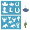 GORGECRAFT 5x3.5inch 2 Styles Western Cowboy Stencil Reusable Boots Hat Horse Pattern Drawing Stencils Leather Cutting Template for Jewelry Earrings Making Painting on Wood Wall Home Decor view 1