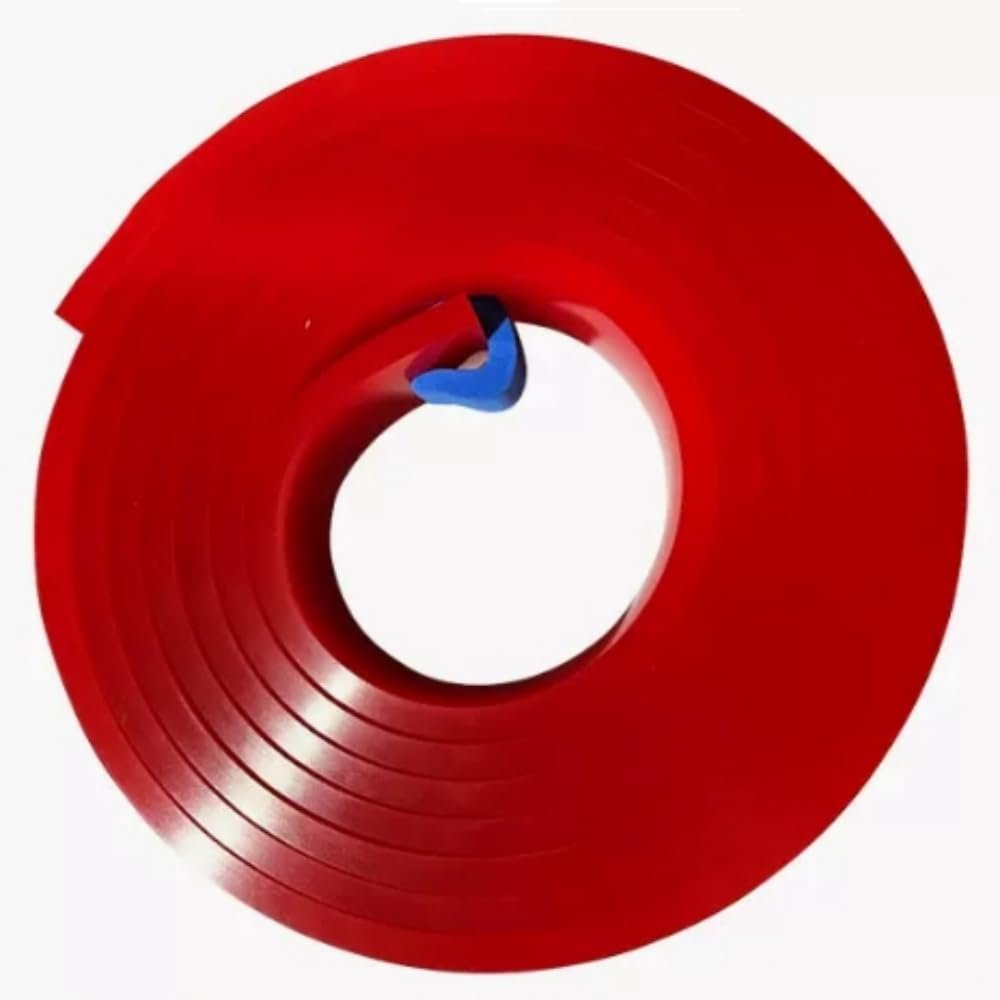 Heloawei 12FT (3.66m) Flat Mouth Ink Printing Scraper Strip,Silk Screen Printing Squeegee Rubber 55-90 Option (Flat Mouth, Red, 65W 50mm x H 9mm)