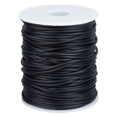 SUNNYCLUE 54.68 Yards/ 50m Hollow Pipe Tubing Rubber Cord 2mm Rubber Knitting Barber Cords Black Soft Rubber Tubing Hollow Cords 1mm Hole PVC Tube Barber Cord for Jewelry Making DIY Knit Projects