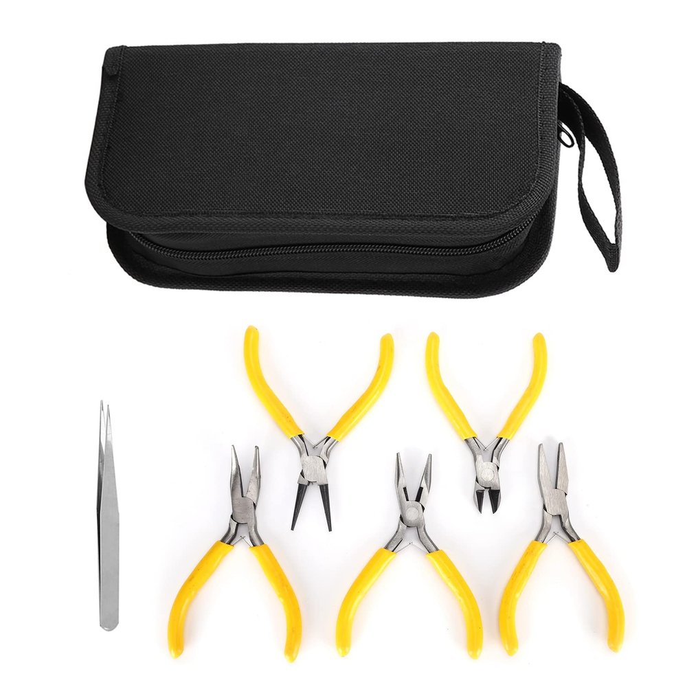 5pcs Jewelry Pliers Tools Kit with Soft Grip Handles for Wire Work Beading, with Storage Box for Easy Carrying