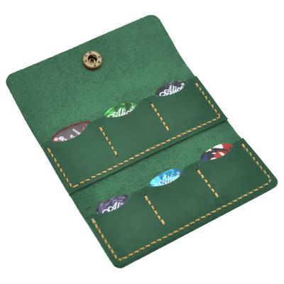 Turbosnail Guitar pick holder leather,Guitar pick holder gift,Leather guitar pick case,Gift for guitarist (Dark Green)