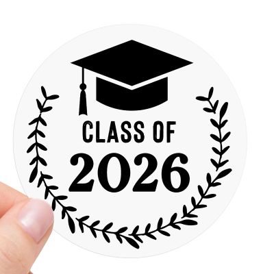 100 PCS Class of 2026 Graduation Stickers, Clear Black Graduation Cap Labels for Graduation Invitations and Announcements 2026, Candy Bags, Dessert Table Treat Bags, Envelopes, Favor Packaging, 1.6 Inch
