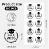 100 PCS Class of 2026 Graduation Stickers, Clear Black Graduation Cap Labels for Graduation Invitations and Announcements 2026, Candy Bags, Dessert Table Treat Bags, Envelopes, Favor Packaging, 1.6 Inch view 2