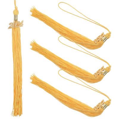 Tofficu 4Pcs 2024 Graduation Tassel, 2024 Graduation Cap Tassel with 2024 Gold Charm, Tassel Charms for Graduation Cap 2024, Charm Ceremonies Accessories for Graduates, Golden