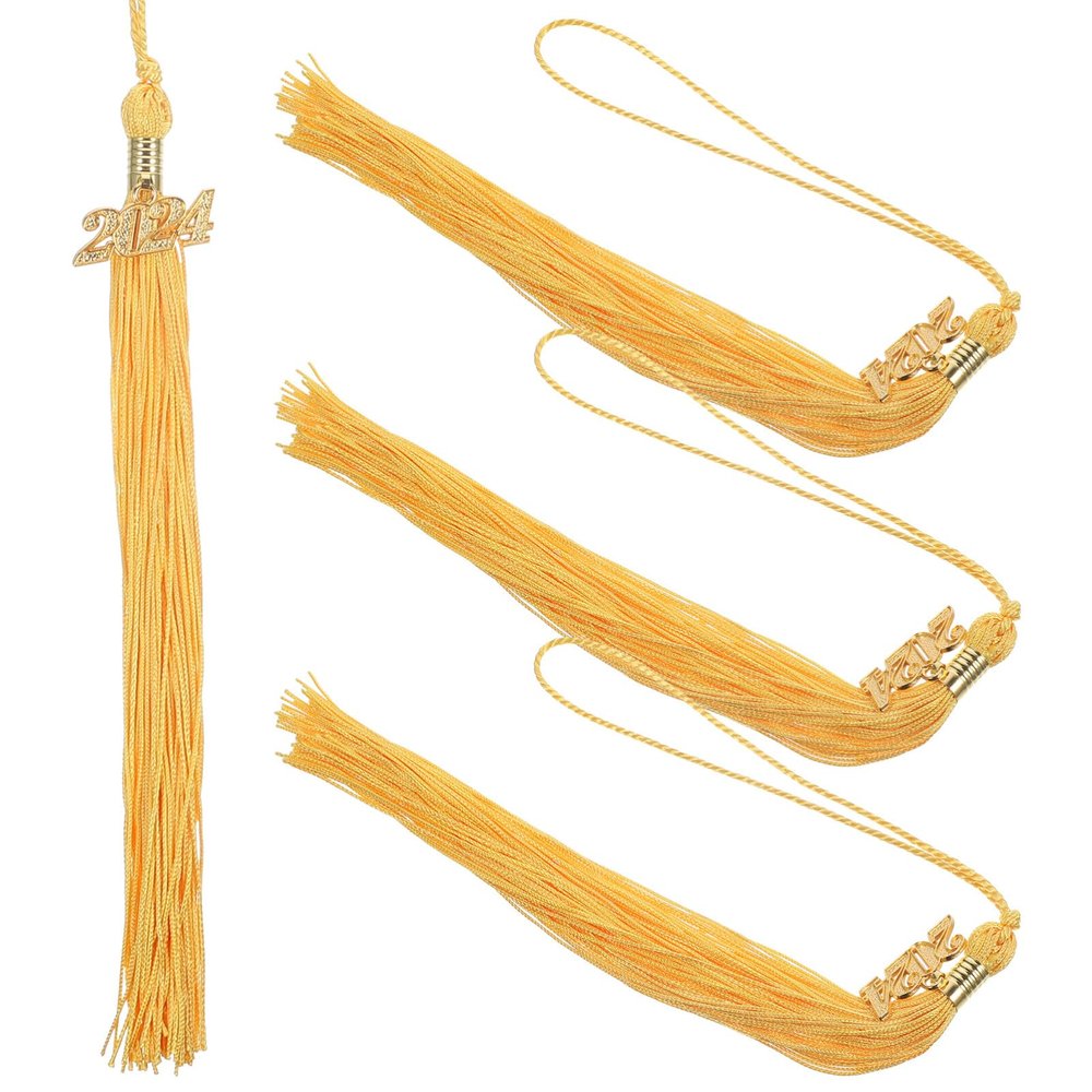 Tofficu 4Pcs 2024 Graduation Tassel, 2024 Graduation Cap Tassel with 2024 Gold Charm, Tassel Charms for Graduation Cap 2024, Charm Ceremonies Accessories for Graduates, Golden
