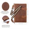 Robrasim Handmade Leather Sketchbook Cover, Artist Sketch Pad Holder for 11"X14" Top Spiral Bound Sketchbook, Drawing Book Pencil Case, Journal Portfolio with Shoulder Strap, Artist Gifts,Brown view 3