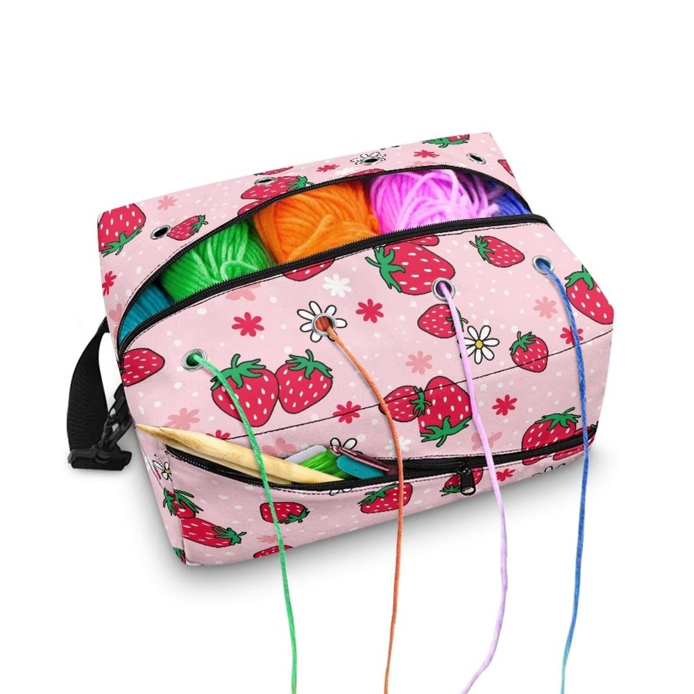 Mintulipy Crochet Bag Organizer Knitting Bag Strawberry Yarn Storage Organizer for Crocheting Yarn Holder for Crochet Accessories Crocheting & Knitting Presents