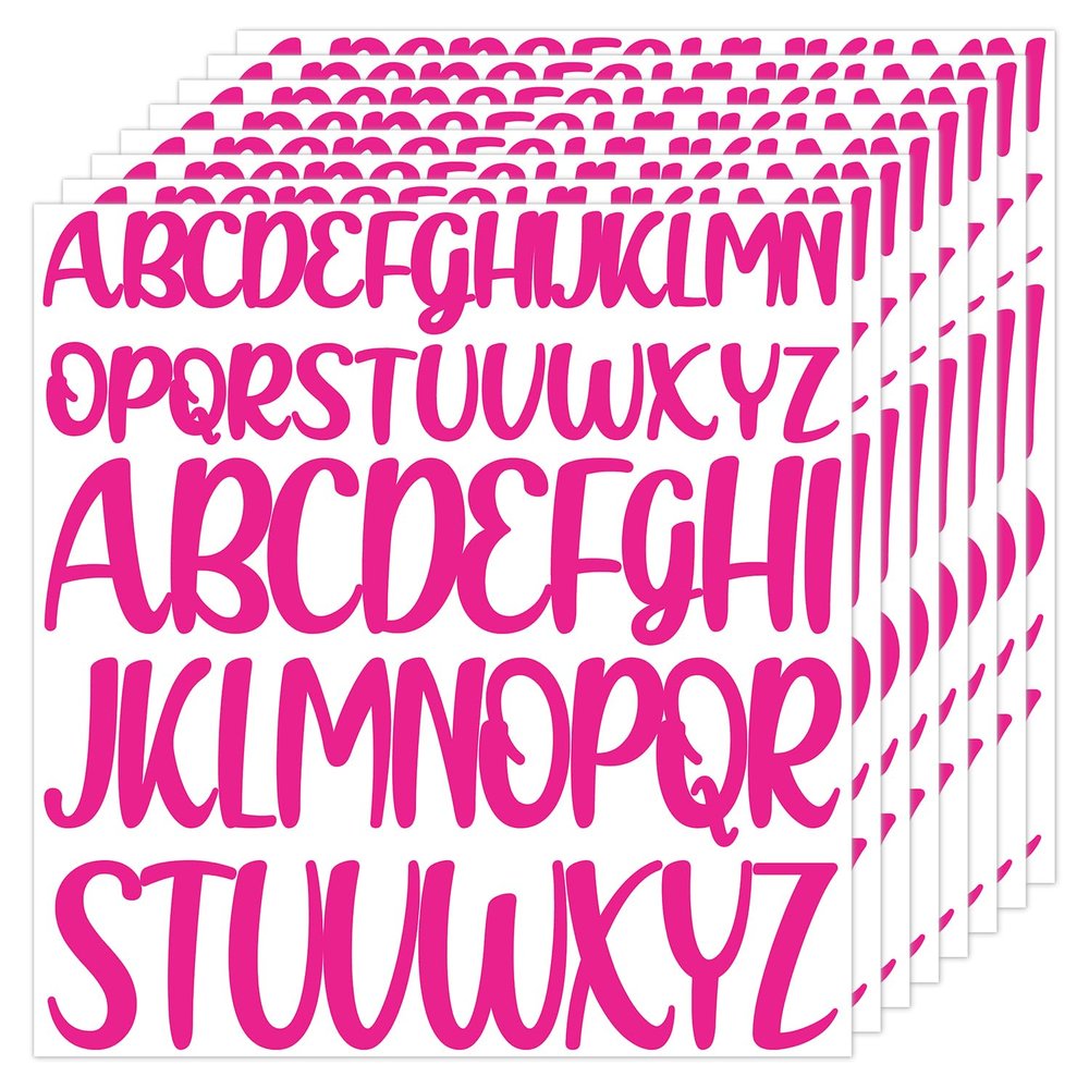 416pcs 8 Sheets Letter Stickers, 1 inch 2 inch Large Capital Self Adhesive Alphabet Stickers Waterproof Vinyl Letter Decals for Scrapbook Decoration Arts Crafts Poster (Rose Red)