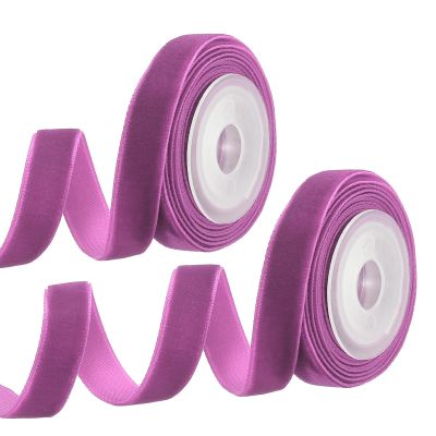 PATIKIL 0.35 Inch x 2.18 Yards Velvet Ribbons, 2Pcs Single Faced Vintage Velvet Ribbons Spool Perfect for Decor Gift DIY Wrapping Craft Wedding Hair Bow, Purple