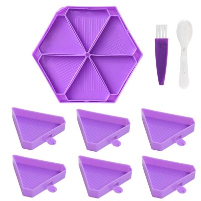 ARTopet DIY Diamond Point Drill Disk Multifunctional Funnel Disc Hexagonal Sieve Drilling Plate Diamond Art Painting Accessories and Tool Set-Purple Set