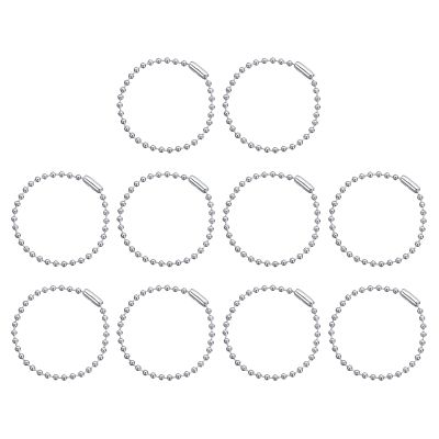 HARFINGTON 50pcs Ball Beads Chain 4.7 Inch 2.4mm Diameter Stainless Steel Dog Tag Keychain Ball Connector Clasp for Jewelry Making Necklace DIY Crafts, Silver Tone