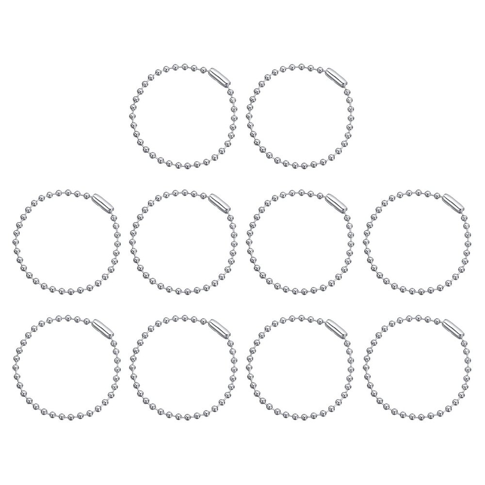 HARFINGTON 50pcs Ball Beads Chain 4.7 Inch 2.4mm Diameter Stainless Steel Dog Tag Keychain Ball Connector Clasp for Jewelry Making Necklace DIY Crafts, Silver Tone
