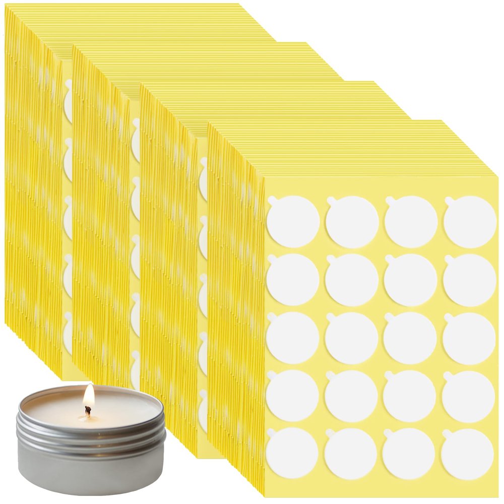 2400PCS Candle Wicks for Candle Making, Candle Wick Stickers, Heat Resistance Double-Sided Stickers with The Little Tail , Stickers for Candle Making