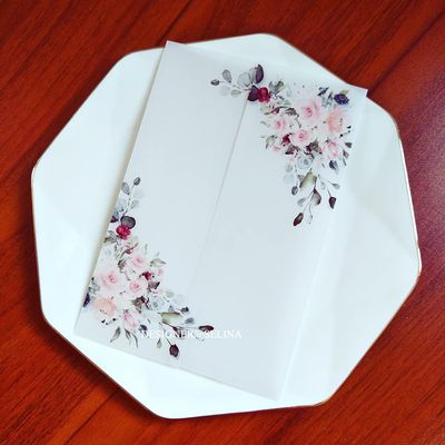 Translucent Envelopes,Vellum Jackets, 50PC/LOT Transparent Watercolor Floral Wedding Invitation Card Cover Semi Invites Jacket Wrap(Color:Flower, Size : Wrap N Invitation) (Color : Green burgundy,