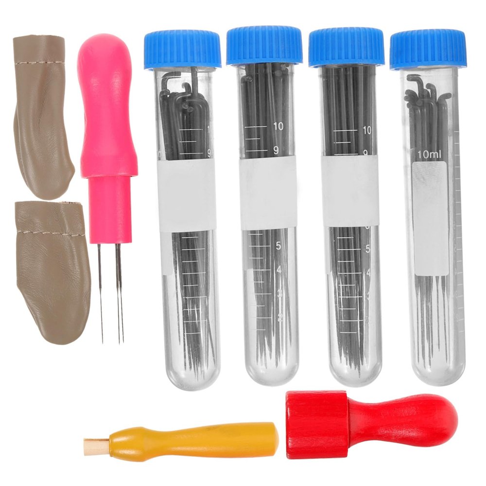 TEHAUX Punch Needle Kit for DIY Crafts Medium Thick Needles Fine Bottles Includes Finger Caps for Embroidery Felting Sewing Projects