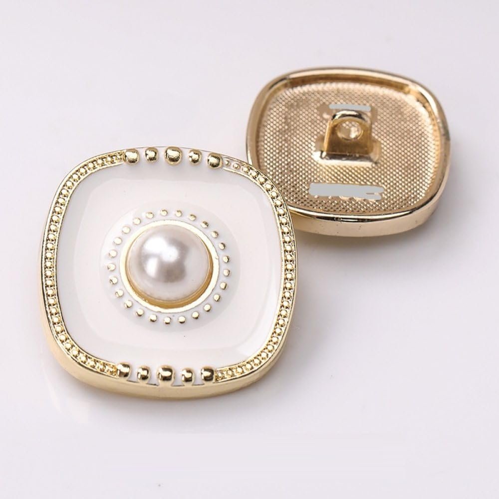 LIBERGA 20 Pcs Metal Buttons with Shank, Pearl Decorative Button for Women or Men Clothes Cardigans Coat Craft Projects, White, 25mm