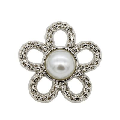 LIBERGA 20 Pcs Silver Buttons with Shank, Pearl Flower Decorative Button for Women Clothes Cardigans Coat Craft Projects, 22mm