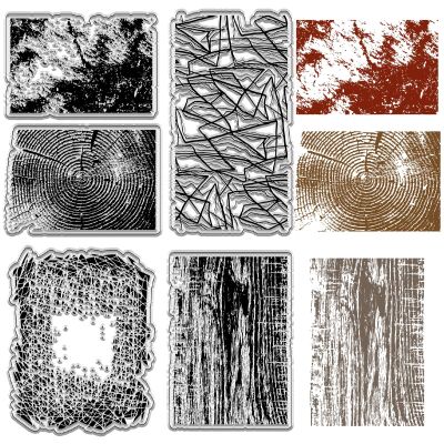 CRASPIRE Textured Background Clear Rubber Stamps Vintage Wood Grain Rock Grain Transparent Silicone Stamp Seals for Journaling Card Making Notebook Decor DIY Scrapbooking Handmade Photo Album