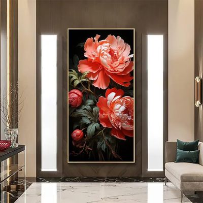 Large Peony Diamond Painting Kits for Adults,DIY 5D Diamond Art for Beginner Kits,Full Drill Gem Art Diamond Dots Crafts Diamond Painting Embroidery Cross Stitch Kits,for Home Decor 60x120cm/24x48in