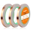 3 Pack Copper Foil Tape (1/2inch X 66 FT) Copper Tape for Stained Glass, Copper Foil with Conductive Adhesive for Guitar & EMI Shielding, Paper Circuits, Electrical Repairs, Soldering, Grounding view 1