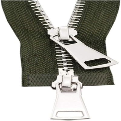 TTKmlGsD Sewing Zippers, 5# Double Sliders 60/70/80/90/100/120/150cm Auto Lock Metal Silver Zipper Accessories Sewing Red,100cm (Color : Army Green, Size : 120cm)
