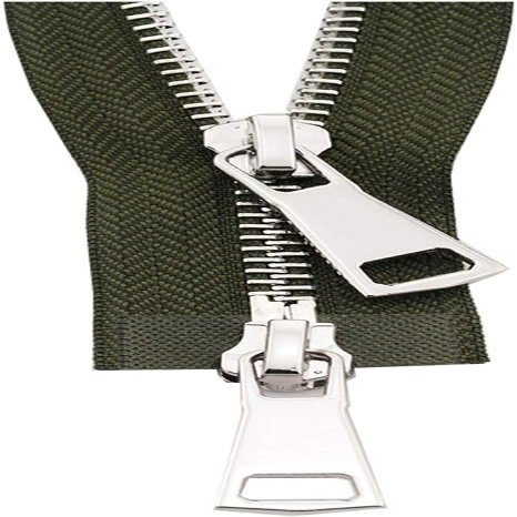 TTKmlGsD Sewing Zippers, 5# Double Sliders 60/70/80/90/100/120/150cm Auto Lock Metal Silver Zipper Accessories Sewing Red,100cm (Color : Army Green, Size : 120cm)