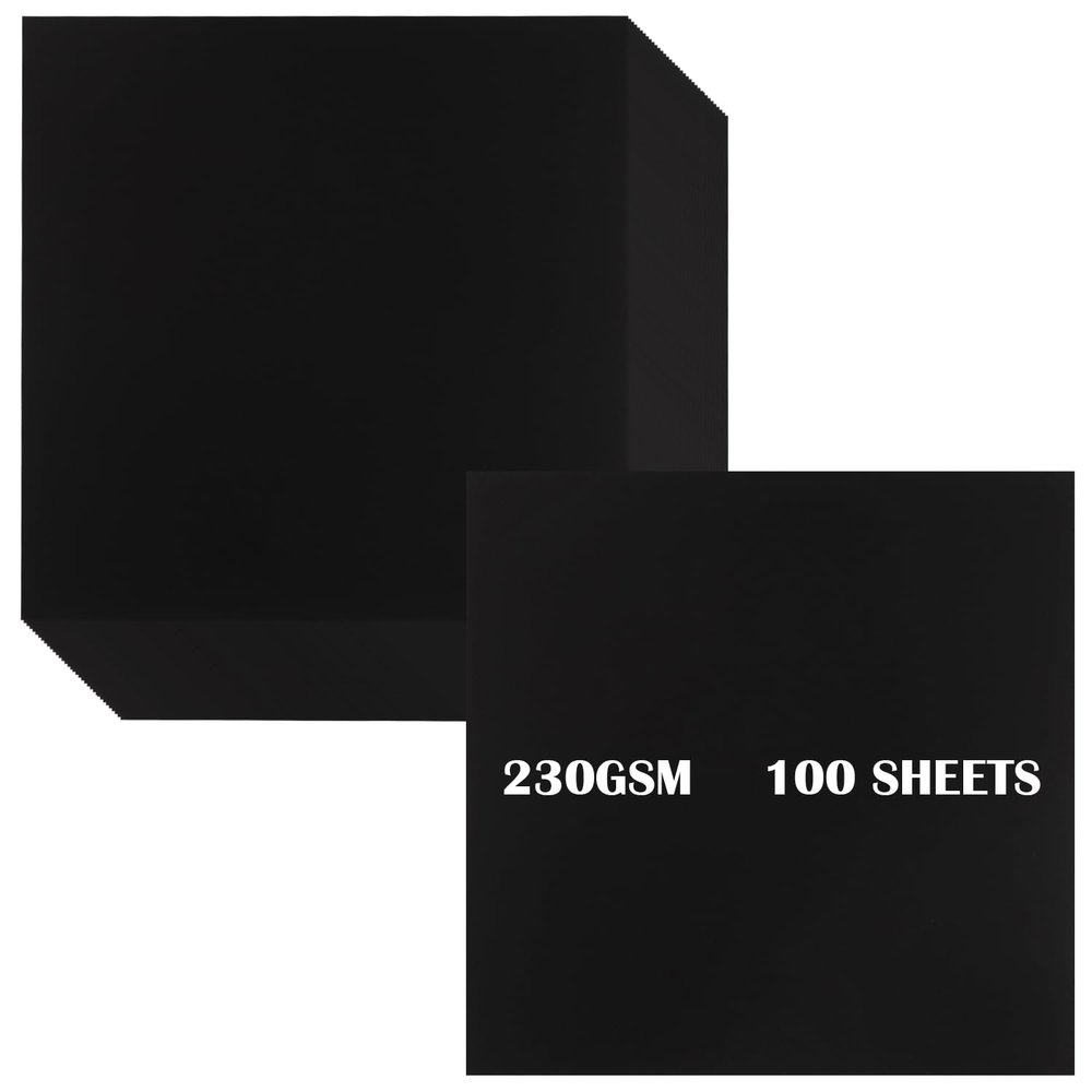 Cardstock Scrapbook Paper,100 Pack Cardstock 230gsm Thick Heavyweight Creative Card Making Supplies for Card Making Paper Crafting For Cricut Card Making Paper Crafting (11.4 x 11.4") (Black)