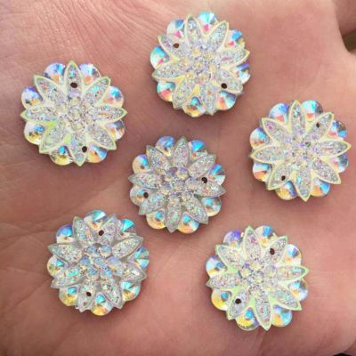 ZerHoc Coat Buttons, Replacement Buttons,20 Pcs Resin 18mm Bling Flower Flat Back Rhinestone Buttons Ornaments Wedding Appliques-Red (Color : Pink, Size : One Size) (Color : White, Size : One Size)