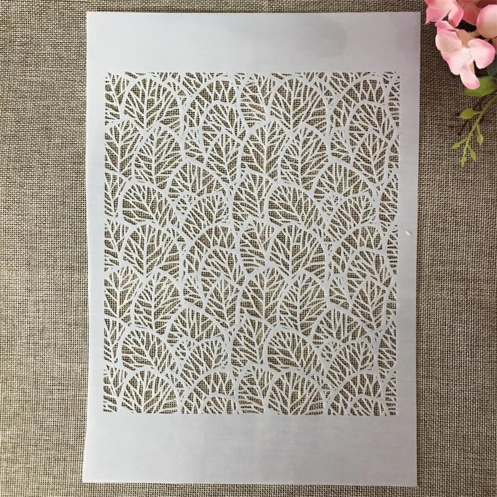 Drawing Stencils Set,A4 29cm Tree Leaves Texture Stencils for Painting on Wood,Wall,Fabric,Rock,Floor,Tile,Art Craft Stencils for Home Decor