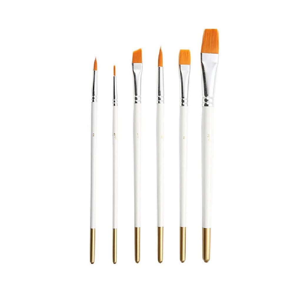 6 Pcs Paint Brushes Set Nylon Hair Painting Brush Short Rod Oil Acrylic Brush Watercolor Pen Professional Art Supplies