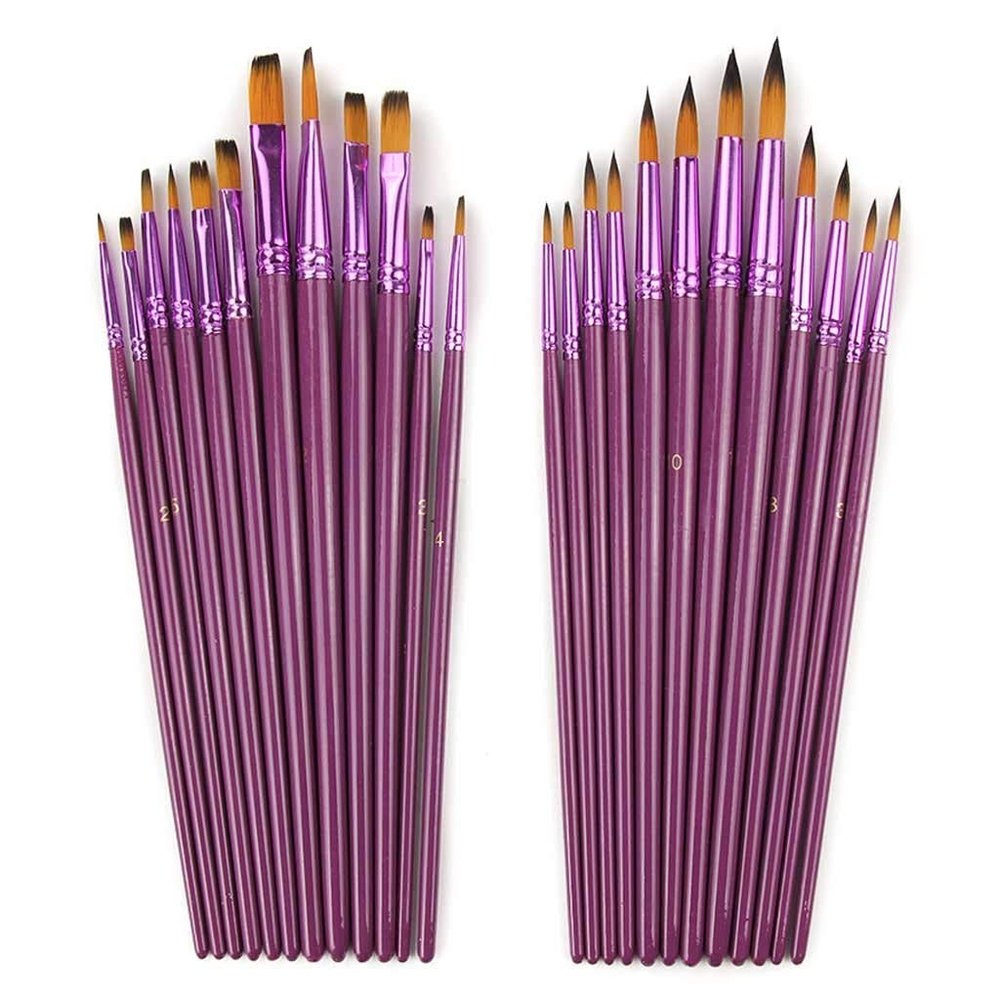 24 Pcs/Lot Different Size Artist Fine Nylon Hair Paint Brush Set for Watercolor Acrylic Oil Painting Brushes Drawing Art Supplie Gouache