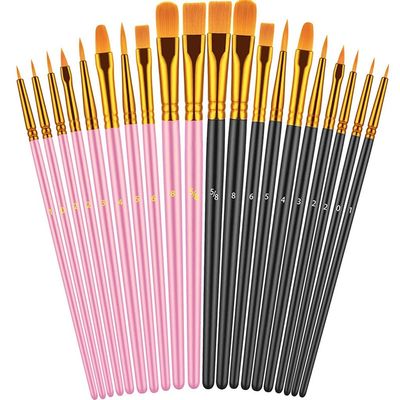 20Pcs Wooden Handle Paint Brushes Set for Acrylic Oil Watercolor Acrylic Paintbrushes for Body Rock Canvas (D As Shown)