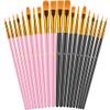 20Pcs Wooden Handle Paint Brushes Set for Acrylic Oil Watercolor Acrylic Paintbrushes for Body Rock Canvas (D As Shown) view 1