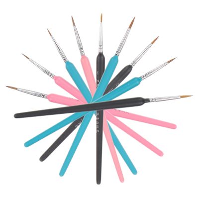 Tofficu 9pcs Micro Detail Paint Brush Set for Acrylic Watercolor Oil Painting Lightweight Comfortable Grip Assorted Point Tips for Fine Detailing Drawing