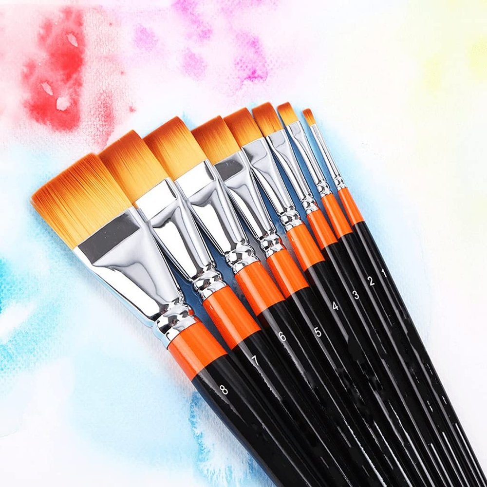 Flat Nylon Oil Paint Brush Artist Set Acrylic DIY Watercolor Brush Artist Flat Head Brush (Color : A, Size : 2cm)