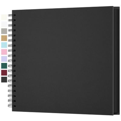 Yopih 12x12 Inch DIY Scrapbook Photo Album, Hardcover Kraft Paper Acid-Free, 50 Sheets (100 Pages), Lay Flat & Cover Customizable Memory Book for Weddings Anniversaries Guest Book Baby Family Travel