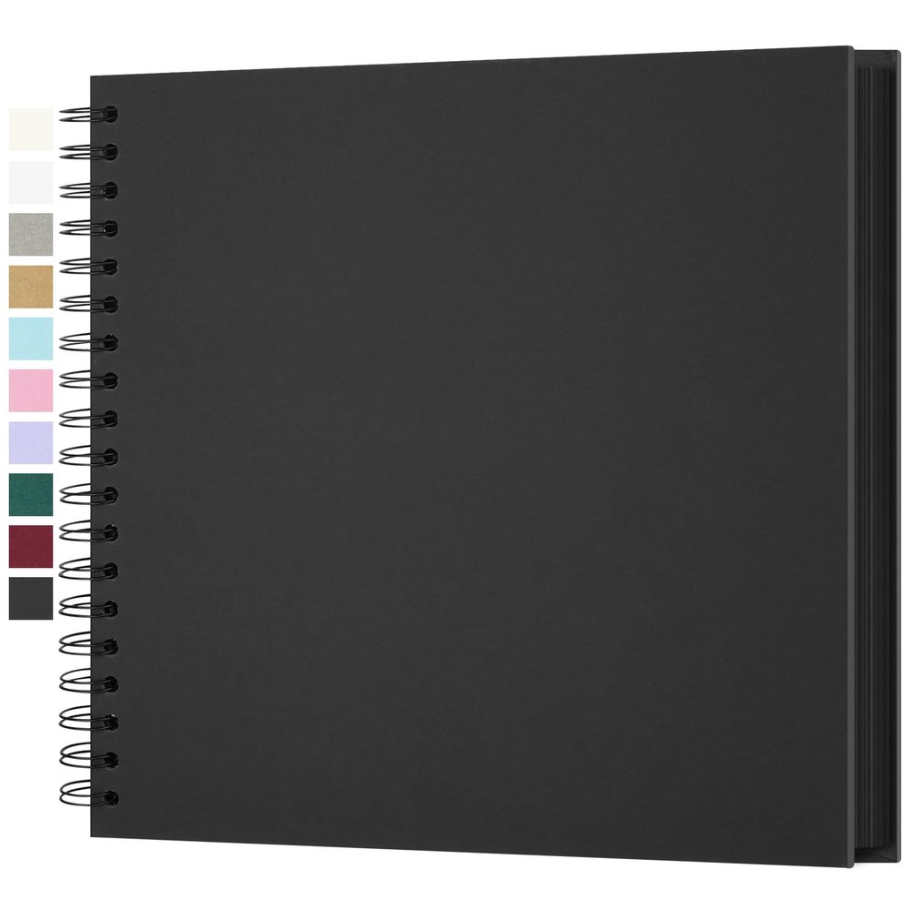 Yopih 12x12 Inch DIY Scrapbook Photo Album, Hardcover Kraft Paper Acid-Free, 50 Sheets (100 Pages), Lay Flat & Cover Customizable Memory Book for Weddings Anniversaries Guest Book Baby Family Travel
