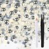 ASTARON 50g Mix Flatback Rhinestones Half Pearls for Crafts Mixed Size 3mm-10mm Flat Back Rhinestones for Crafts Flatback Pearls for Decorating Tumblers Mugs Nail Art Shoes (Silver GrayWhite) view 1