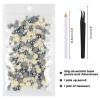 ASTARON 50g Mix Flatback Rhinestones Half Pearls for Crafts Mixed Size 3mm-10mm Flat Back Rhinestones for Crafts Flatback Pearls for Decorating Tumblers Mugs Nail Art Shoes (Silver GrayWhite) view 2