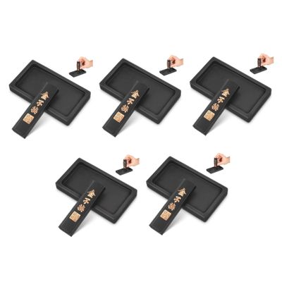 TEHAUX 5sets Chinese Calligraphy Inkslab with Ink Stick for Beginners and Artists Portable and Lightweight for Easy Use Painting and Writing