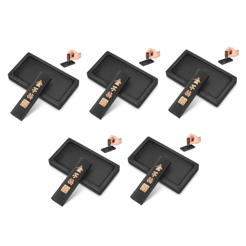 TEHAUX 5sets Chinese Calligraphy Inkslab with Ink Stick for Beginners and Artists Portable and Lightweight for Easy Use Painting and Writing