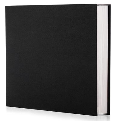 HoneyTolly Black Photo Album Self Adhesive Scrapbook Album for 46 Photos/Pictures DIY Linen Cover Album 15 Sheets/30 Blank Pages for Family Wedding, Birthday, Christmas, Anniversary