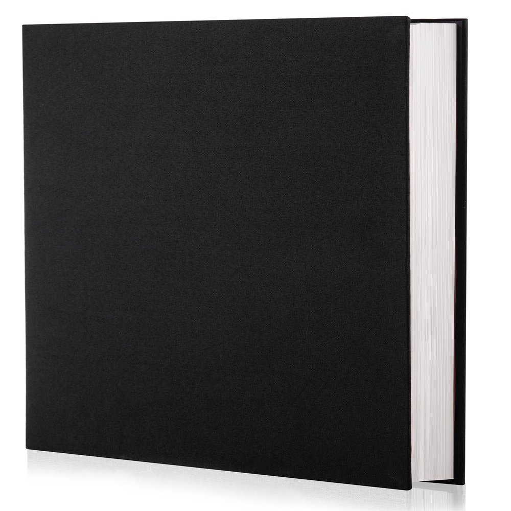 HoneyTolly Black Photo Album Self Adhesive Scrapbook Album for 46 Photos/Pictures DIY Linen Cover Album 15 Sheets/30 Blank Pages for Family Wedding, Birthday, Christmas, Anniversary