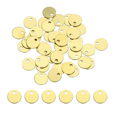 MECCANIXITY 40pcs Brass Round Stamping Blank DIY Label Tags 5mm/0.2inch for Craft, Pendant Decoration, 1mm/0.04inch Single Side Hole, Yellow