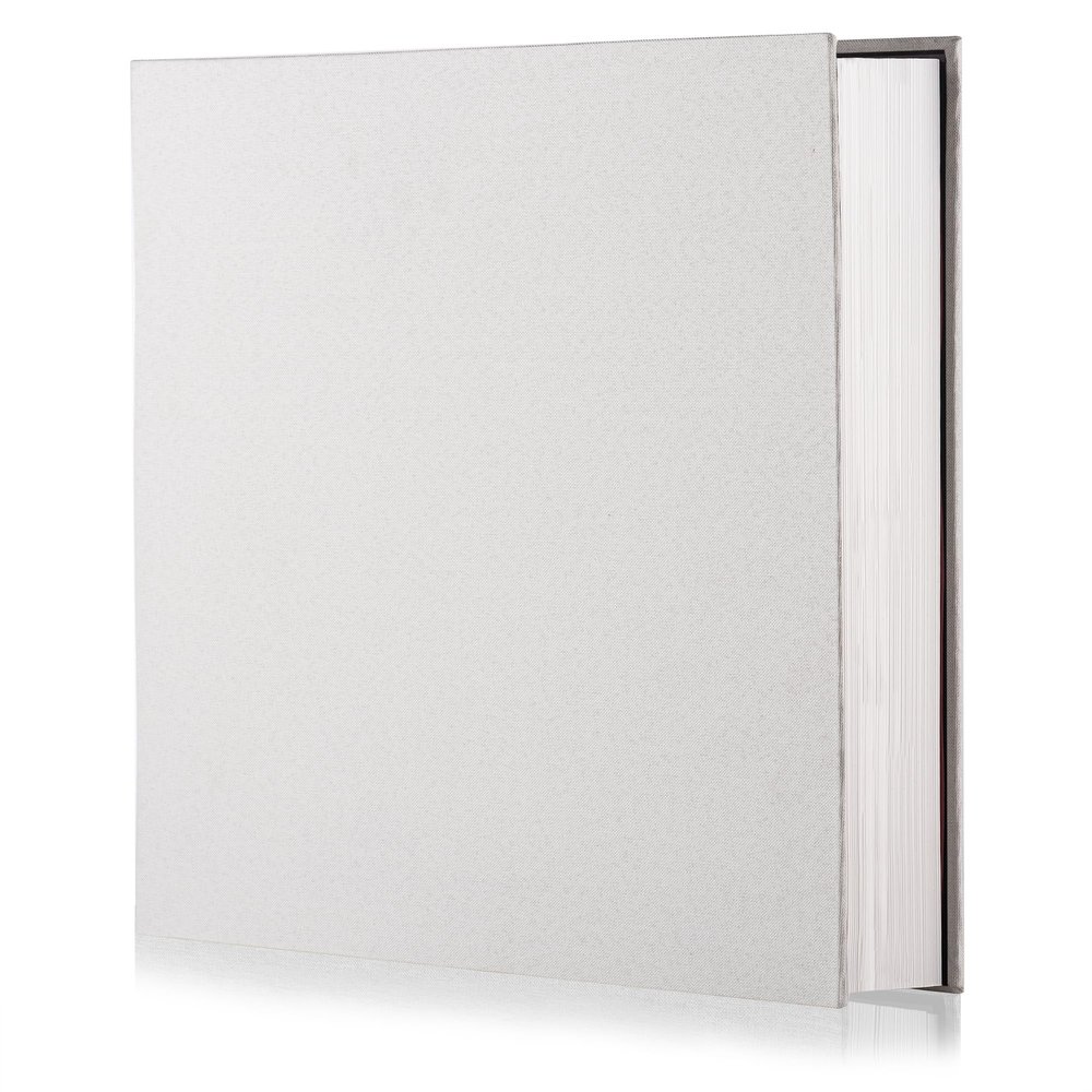 HoneyTolly White Photo Album Self Adhesive Scrapbook Album for 46 Photos/Pictures DIY Linen Cover Album 15 Sheets/30 Blank Pages for Family Wedding, Birthday, Christmas, Anniversary