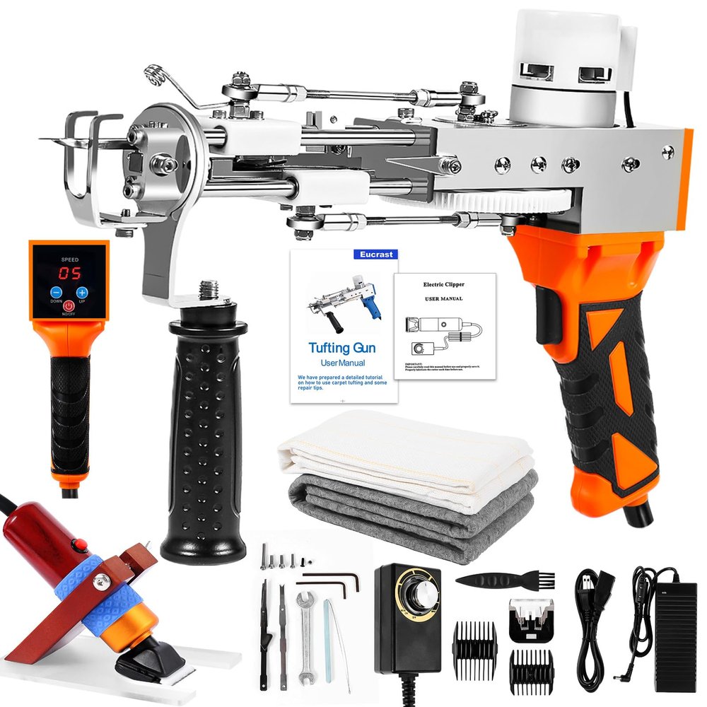 Rug Tufting Gun with Carpet Trimmer KitTufting Gun Starter Kit Professional Tufting Rug Making Machine2 in 1 Cut Pile Loop Pile Tufting Gun Kits for Beginners and Amateur