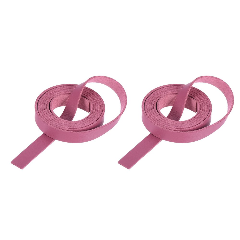 MECCANIXITY Leather Straps Strip Belt 1.2cm(0.5" Width) 100cm(40" Length) Leather Strips String Dark Pink for DIY Craft, Jewelry, Key Chains, Pack of 2