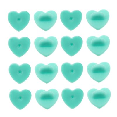 PLAFOPE 100pcs Heart Shape Rubber Pin Backs for Brooches Easy to Use Butterfly Clutch Backing for Crafts and Jewelry Making Mint Green