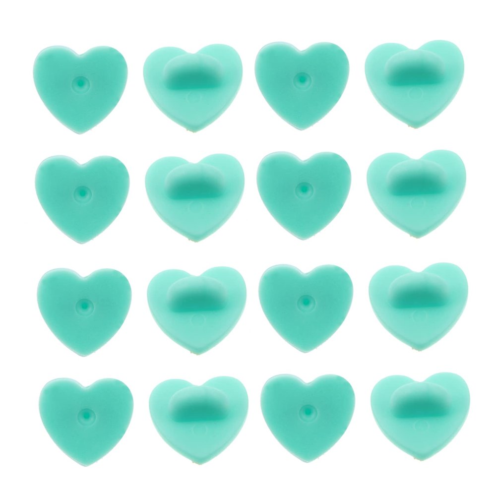 PLAFOPE 100pcs Heart Shape Rubber Pin Backs for Brooches Easy to Use Butterfly Clutch Backing for Crafts and Jewelry Making Mint Green
