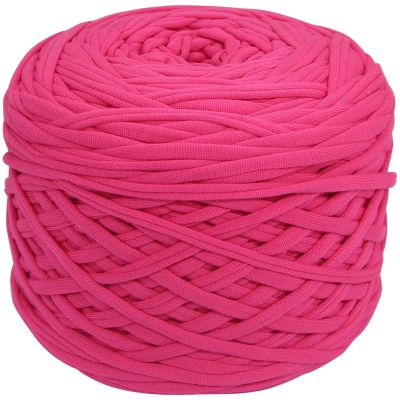 SIMEIQI 400g T-Shirt Yarn Elastic Fabric Crochet for DIY Knitting, 130 Yards Spaghetti Thick Knitting Yarn for Hand DIY Bag Basket Cushion Crocheting Projects, Home Decor Rose Red